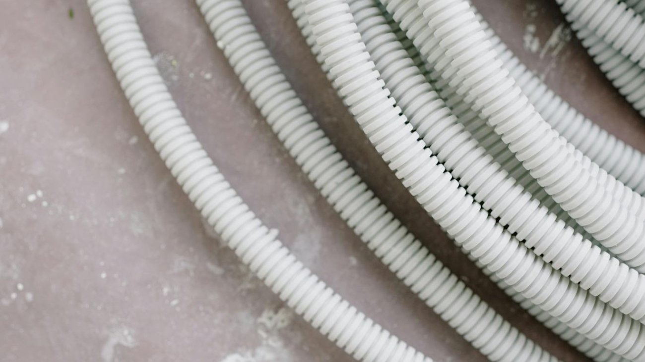 Plastic wires on floor at home