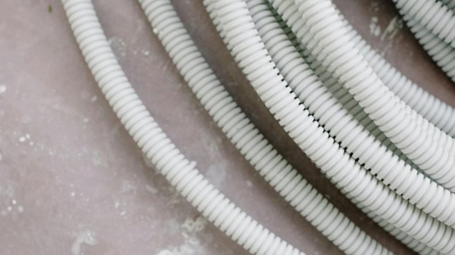 Plastic wires on floor at home