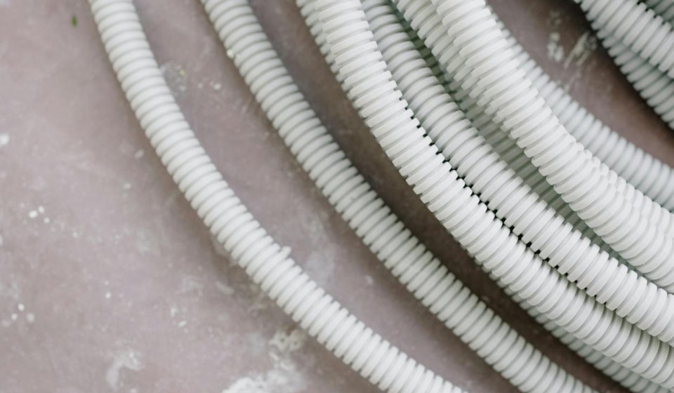 Plastic wires on floor at home